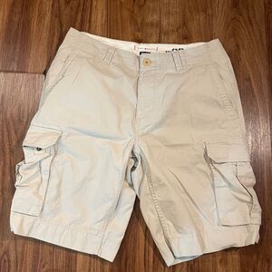Tommy Hilfiger Cargo Shorts Beige Embroidered Logo Cotton Zip Pockets Men's W33
